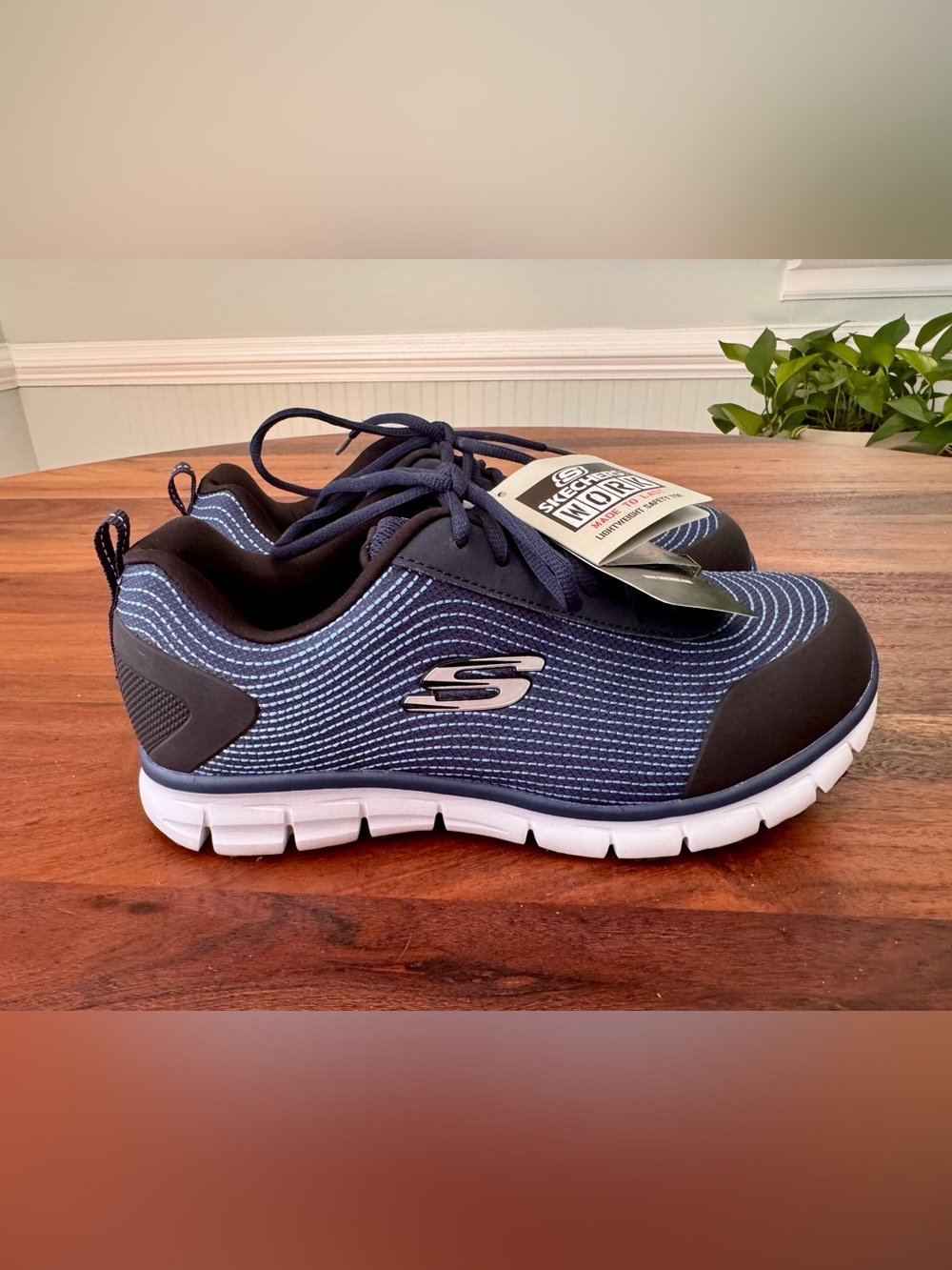 Skechers Work Sneaker Lightweight Safety Alloy Toe Air Cooled Blue & Blk Size 10